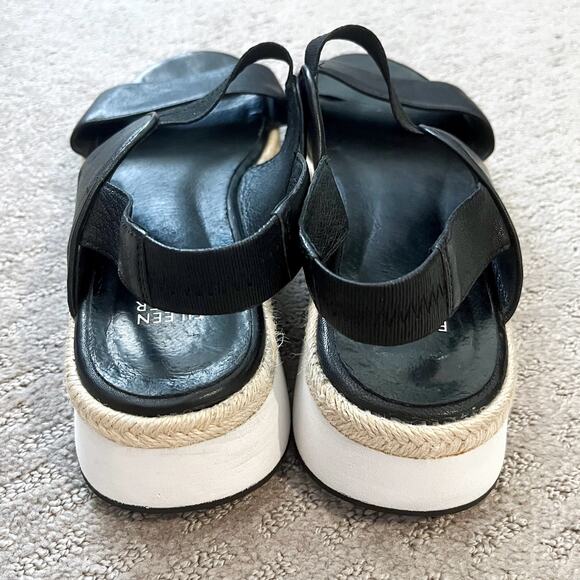 Eileen Fisher Dash Leather Wedge Sandals Size 11 Slingback Vacation Resort Boho - Picture 8 of 16